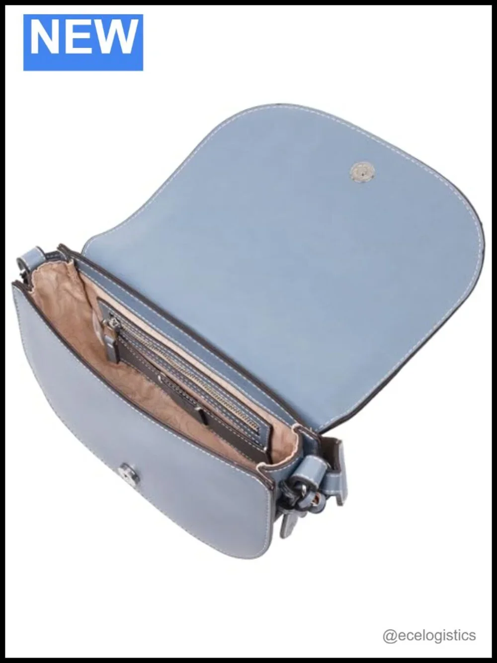 Saddle Bag with Adjustable Strap, Silver Hardware, Denim